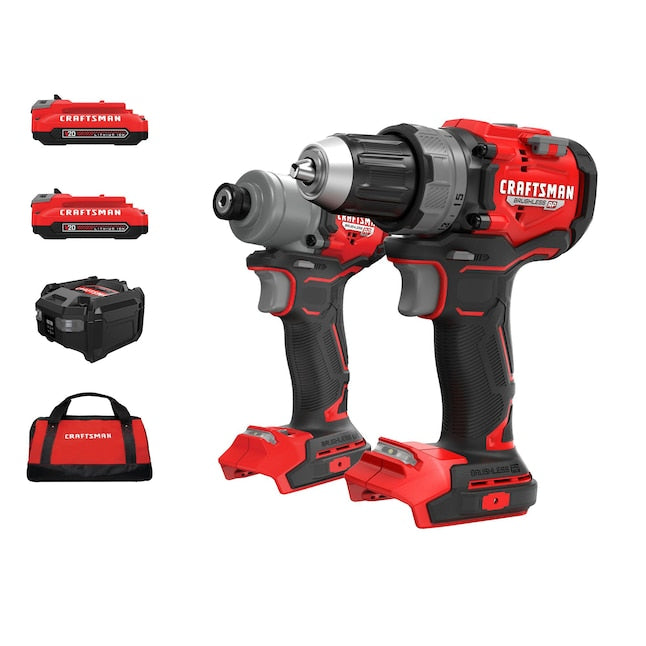 CRAFTSMAN V20 RP 20-volt Max 2-Tool Brushless Power Tool Combo Kit with Soft Case (2-Batteries and Charger Included)