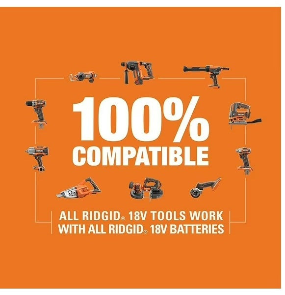 TWO - RIDGID 18V 4.0Ah Power Tool Batteries with Charger for RIDGID Power Tools