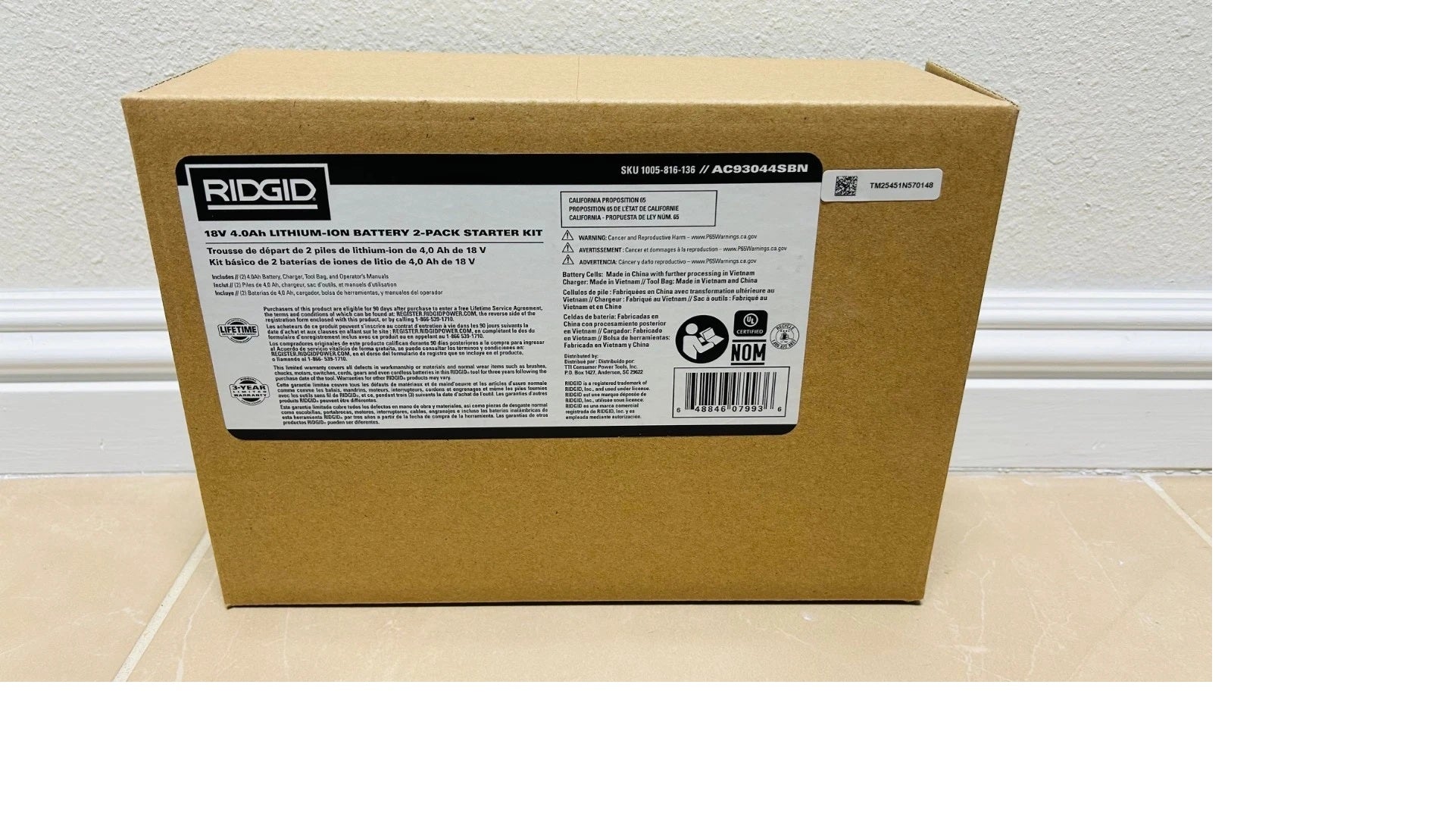 TWO - RIDGID 18V 4.0Ah Power Tool Batteries with Charger for RIDGID Power Tools
